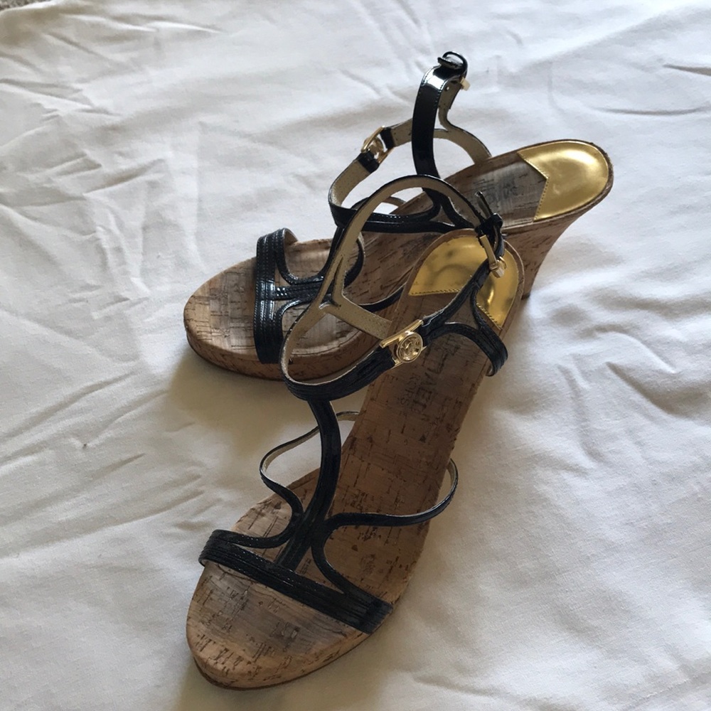 Michael Kors black cork heels size 7